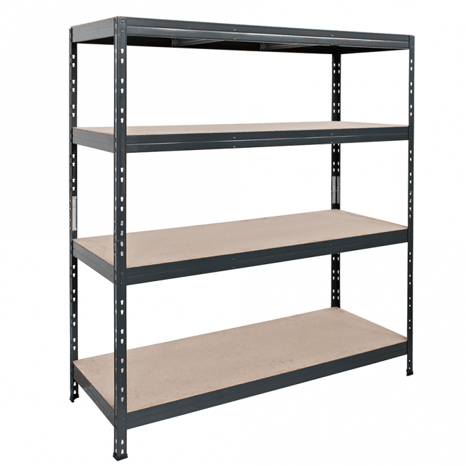 1600kg Steel Boltless Shelving 4 Chipboard Or Wire Mesh Shelves 600D x 1800H mm
