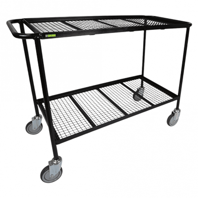 2 Shelf Mesh Tray Trolley 1200L x 450W 300kg