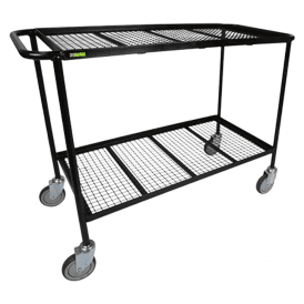 2 Shelf Mesh Tray Trolley 1200L x 450W 300kg