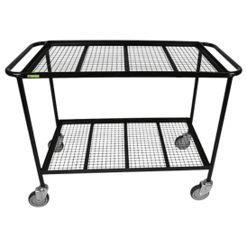 2 Shelf Mesh Tray Trolley 1200L x 450W 300kg