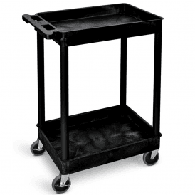 2 Shelf Plastic Tray Trolley 150kg