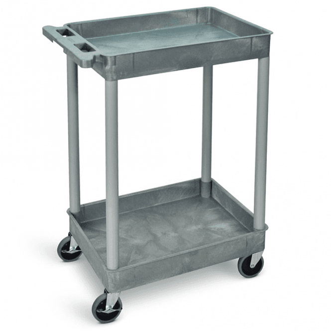 2 Shelf Plastic Tray Trolley 150kg