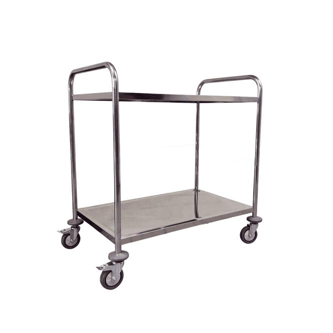2 Shelf Stainless Steel Tray Trolley 100kg