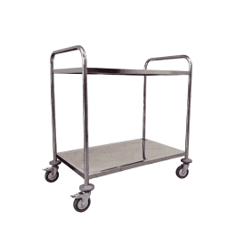 2 Shelf Stainless Steel Tray Trolley 100kg