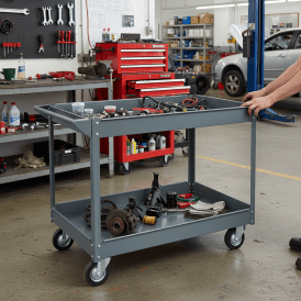 2 Shelf Steel Deep Tray Trolley 250kg