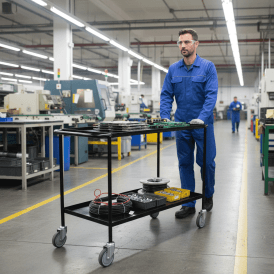 2 Shelf Steel Tray Trolley 1200L x 450W 300kg