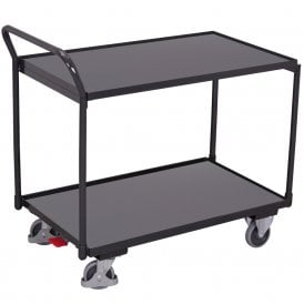 250kg 2 Shelf Steel Tray Trolley with Brake