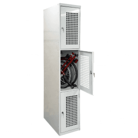 3 Door Folding Bike Locker with Perforated Doors and Cam/Key Lock - 450 x 650 mm