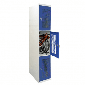 3 Door Folding Bike Locker with Perforated Doors and Cam/Key Lock - 450 x 650 mm