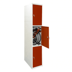 3 Door Folding Bike Locker with Solid Doors and Cam/Key Lock - 450 x 650 mm