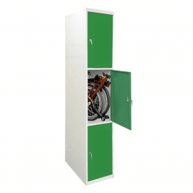 3 Door Folding Bike Locker with Solid Doors and Cam/Key Lock - 450 x 650 mm