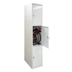 3 Door Folding Bike Locker with Solid Doors and Cam/Key Lock - 450 x 650 mm