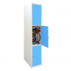 3 Door Folding Bike Locker with Solid Doors and Cam/Key Lock - 450 x 650 mm