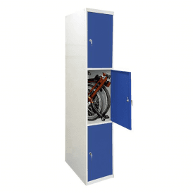 3 Door Folding Bike Locker with Solid Doors and Cam/Key Lock - 450 x 650 mm