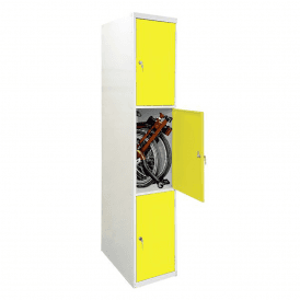 3 Door Folding Bike Locker with Solid Doors and Cam/Key Lock - 450 x 650 mm
