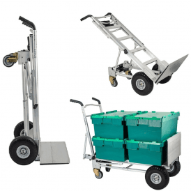 3-in-1 Aluminium Convertible Sack Truck Puncture Proof Wheels 350kg