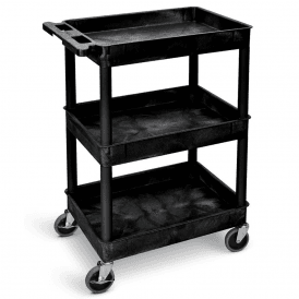 3 Shelf Plastic Tray Trolley 150kg
