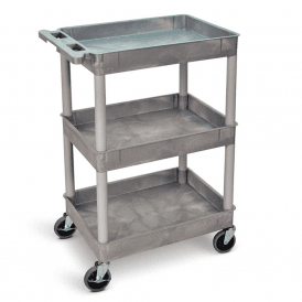 3 Shelf Plastic Tray Trolley 150kg
