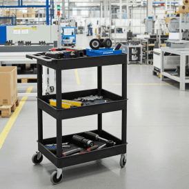 3 Shelf Plastic Tray Trolley 150kg