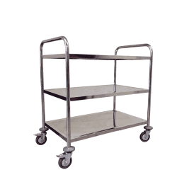 3 Shelf Stainless Steel Tray Trolley 100kg