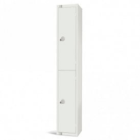 All White Steel Lockers with Cam/Key Lock 300mm Depth
