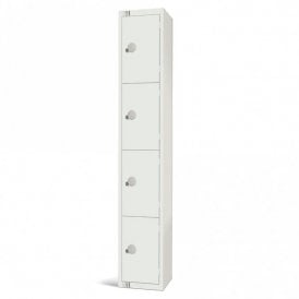 All White Steel Lockers with Cam/Key Lock 300mm Depth