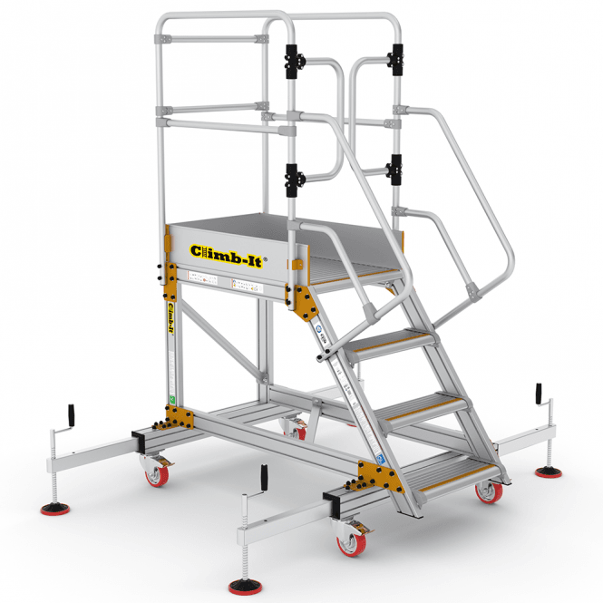 Aluminium Safety Steps 4-8 Tread With Extra Large Platform and Adjustable Stabilisers