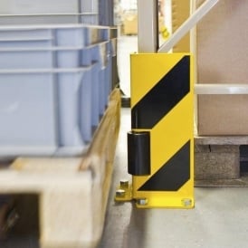 Black Bull Pallet Racking Protectors with guide rollers