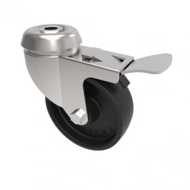 Bolt Hole Light Duty Castor Swivel with Brake Black Polyproylene
