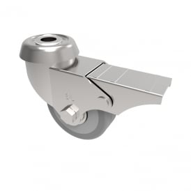 Bolt Hole Light Duty Castor Swivel with Brake Grey Rubber