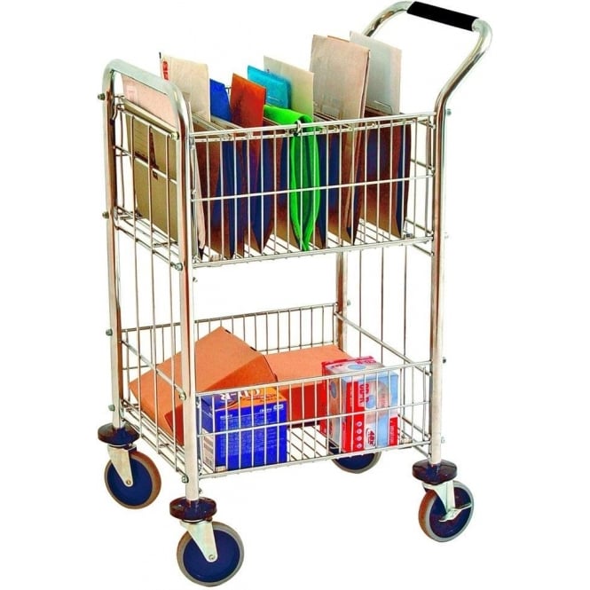 Chrome Wire Mail Distribution Trolley 80kg