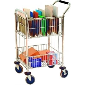 Chrome Wire Mail Distribution Trolley 80kg