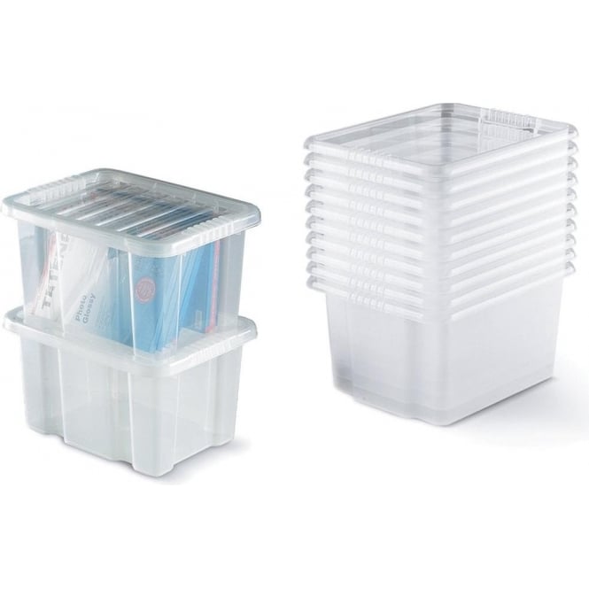 Clear Plastic Storage Boxes Pk: 10