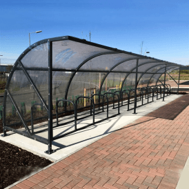 Curved Bike Shelter Powder Coated - 6 or 10 Bikes