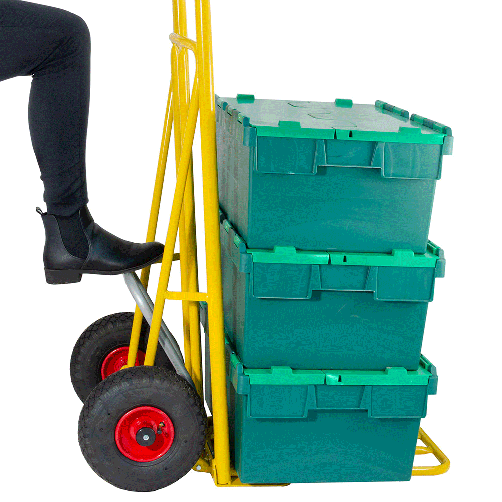 Easy Tip Steel Sack Truck D Handles with Pneumatic or Puncture Proof tyres 250kg