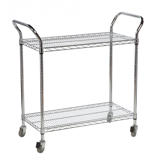 Eclipse Chrome Wire 2 Shelf Tray Trolley 210kg
