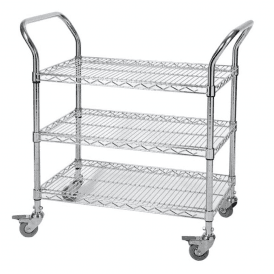 Eclipse Chrome Wire 3 Shelf Tray Trolley 210kg