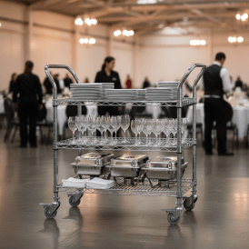 Eclipse Chrome Wire 3 Shelf Tray Trolley 210kg