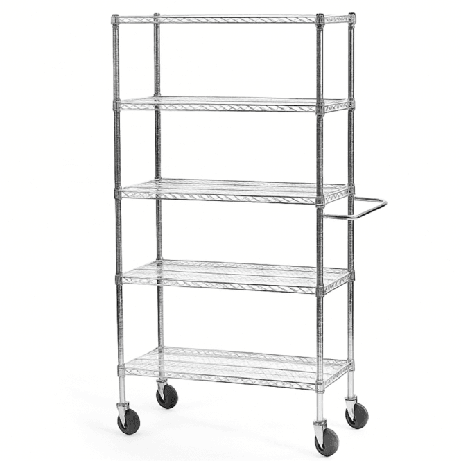 Eclipse Chrome Wire 5 Shelf Trolley 1790mm Height 300kg