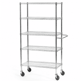 Eclipse Chrome Wire 5 Shelf Trolley 1790mm Height 300kg