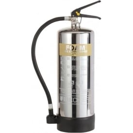 Elite Polished Stainless Steel Foam Fire Extinguisher - 6lt