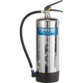 Elite Polished Stainless Steel Powder Fire Extinguisher - 6kg