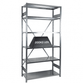 Expo 4G Galvanised Boltless Shelving 6 Level - Width 1000mm x Height 2000mm