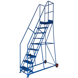 Extra Wide Steel Mobile Safety Steps 3 - 16 Tread with Punched Steel Treads