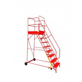 Extra Wide Steel Mobile Safety Steps with Punched Steel Treads 3 - 15 Tread