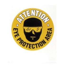 Floor Marker Graphic Sign: ATTENTION EYE PROTECTION AREA