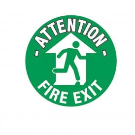 Floor Marker Graphic Sign: ATTENTION FIRE EXIT