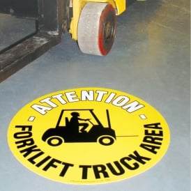 Floor Marker Graphic Sign: ATTENTION FORKLIFT TRUCK AREA