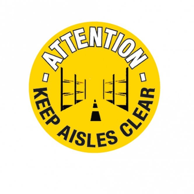 Floor Marker Graphic Sign: ATTENTION KEEP AISLES CLEAR