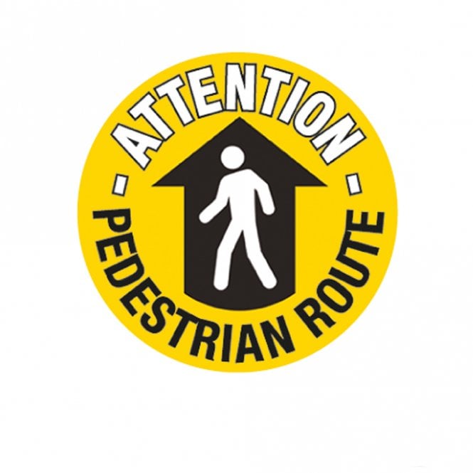 Floor Marker Graphic Sign: ATTENTION PEDESTRIAN ROUTE